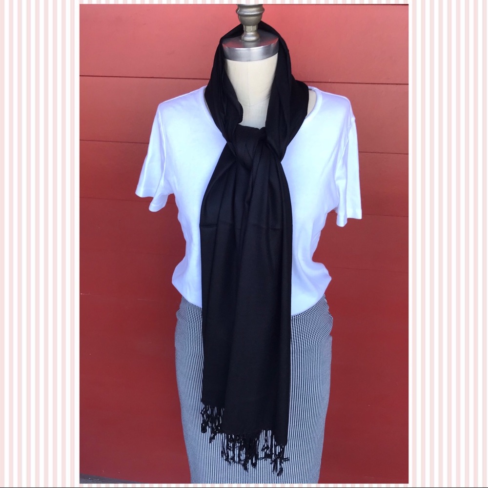Black Viscose/Acrylic Blend Scarf/Wrap/Shawl NWOT